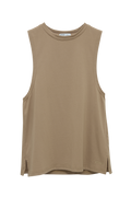 Beige sleeveless top on a white background
